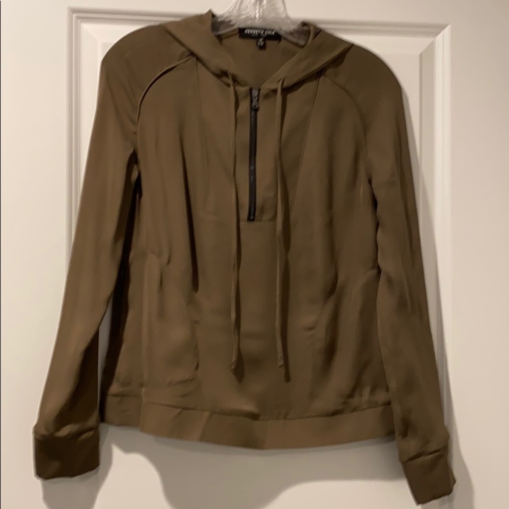 Olive silk top.  Excellent condition.